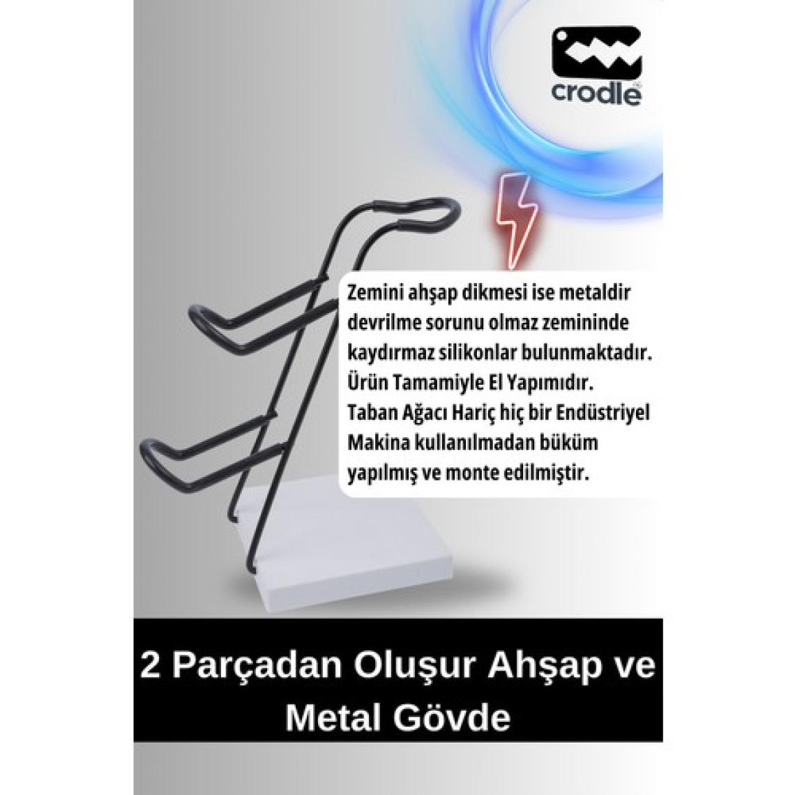 Crodle Beyaz Ahşap ve Siyah Metal Gaming Ps4 Ps5 Xbox Joystick Kontroller Tutucu ve Kulaklık Dikey Standı