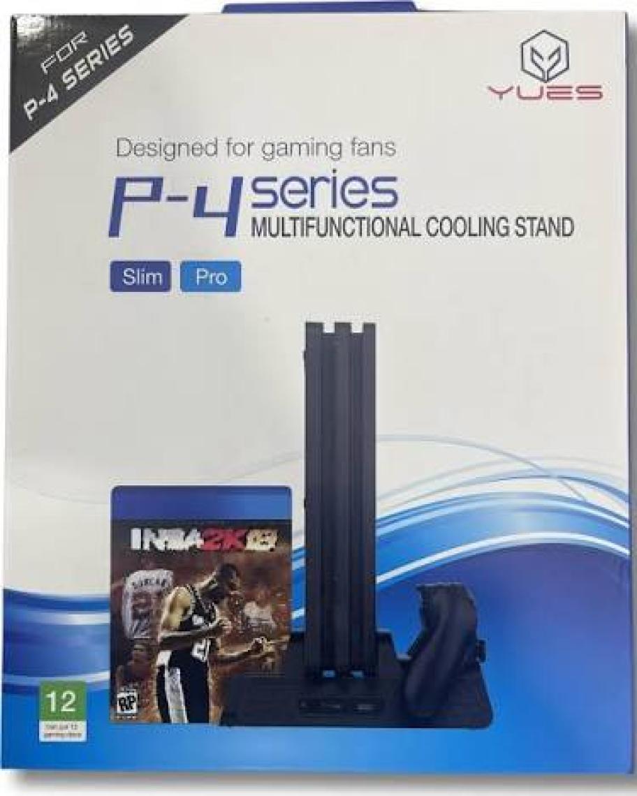 YUES PS4 Çok Fonksiyonlu Stand – Fanlı Soğutma + Çift Şarj Yuvası + Oyun Organizeri, PS4 Fat/Slim/Pro Uyumlu