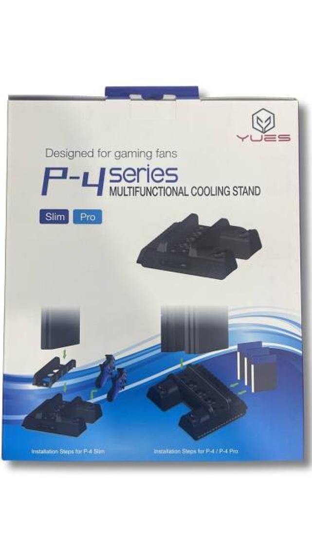 YUES PS4 Çok Fonksiyonlu Stand – Fanlı Soğutma + Çift Şarj Yuvası + Oyun Organizeri, PS4 Fat/Slim/Pro Uyumlu