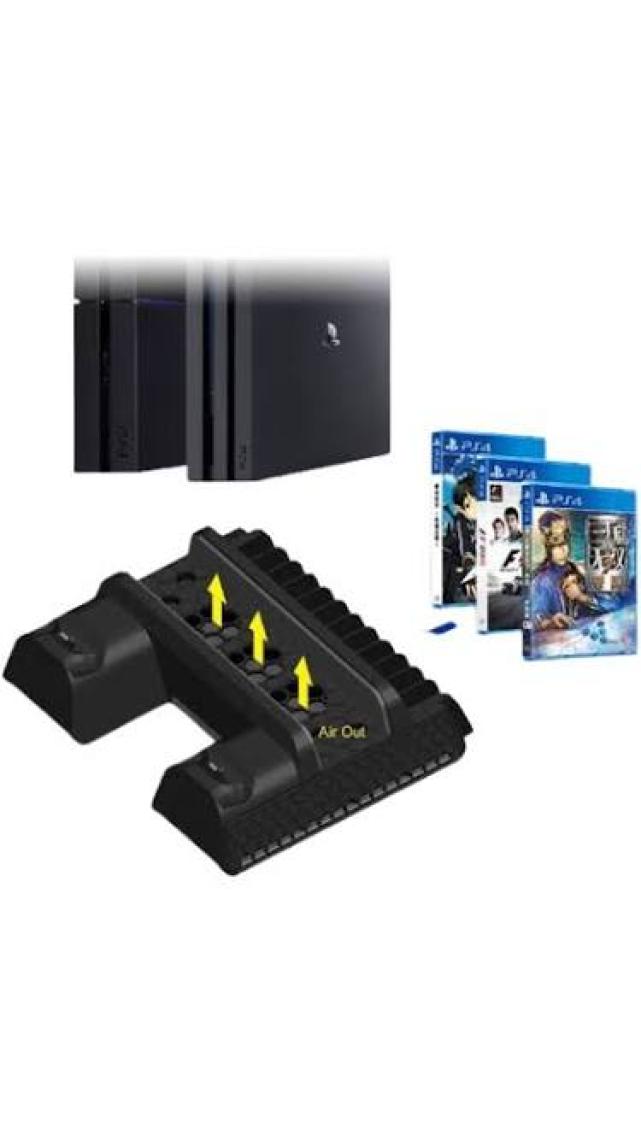 YUES PS4 Çok Fonksiyonlu Stand – Fanlı Soğutma + Çift Şarj Yuvası + Oyun Organizeri, PS4 Fat/Slim/Pro Uyumlu