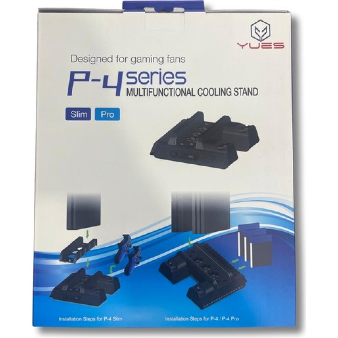 YUES PS4 Çok Fonksiyonlu Stand – Fanlı Soğutma + Çift Şarj Yuvası + Oyun Organizeri, PS4 Fat/Slim/Pro Uyumlu