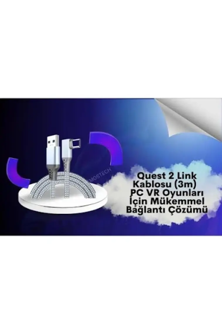 Cosmostech Meta Quest Sanal Gerçeklik Gözlüğü için Link Kablosu 1/2/3/Pro/Pico Uyumlu 3.2 Hızlı Data Kablosu 5m – G