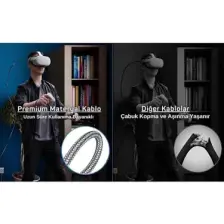 Cosmostech Meta Quest Sanal Gerçeklik Gözlüğü için Link Kablosu 1/2/3/Pro/Pico Uyumlu 3.2 Hızlı Data Kablosu 5m – G