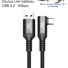 Macrobot Link Kablosu -Meta Quest 3 ve 2 ile Uyumlu  - 5mt 5gbps USB 3.2 ( Ince ) M041