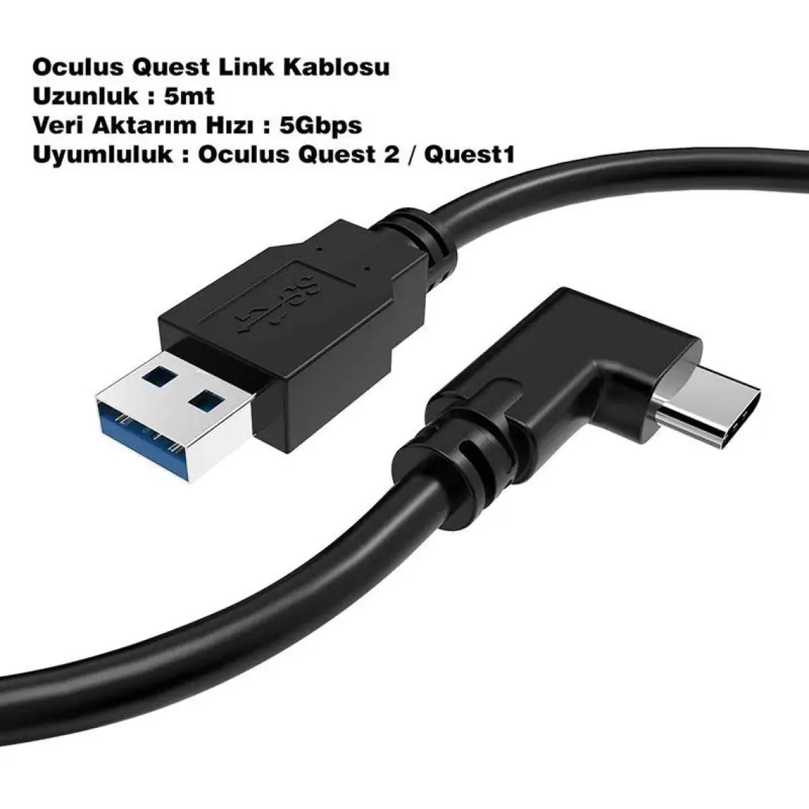 Macrobot Link Kablosu -Meta Quest 3 ve 2 ile Uyumlu  - 5mt 5gbps USB 3.2 ( Ince ) M041