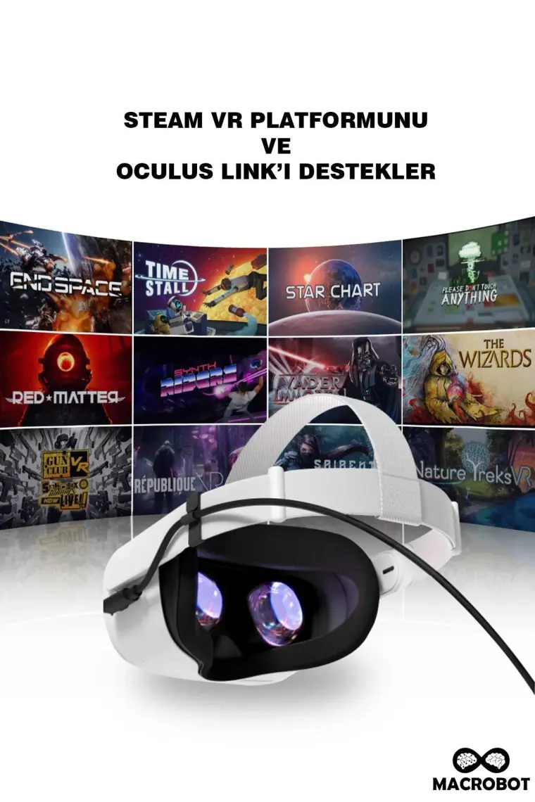 Macrobot Link Kablosu -Meta Quest 3 ve 2 ile Uyumlu  - 5mt 5gbps USB 3.2 ( Ince ) M041