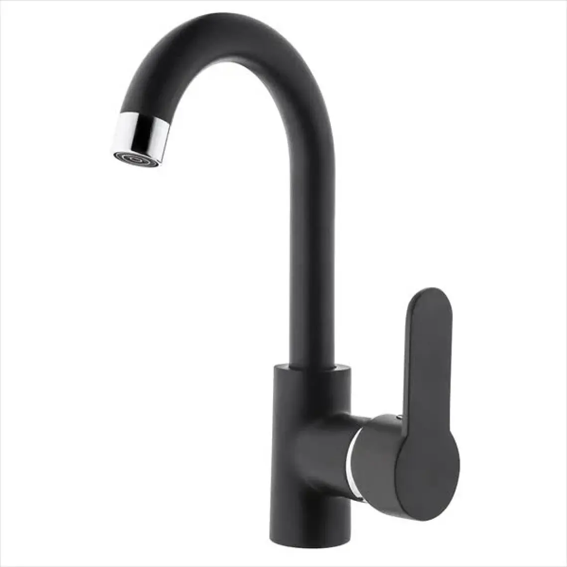 Gms Zirve Siyah Krom Kuğu Lavabo Musluk Bataryası ZRV301-K