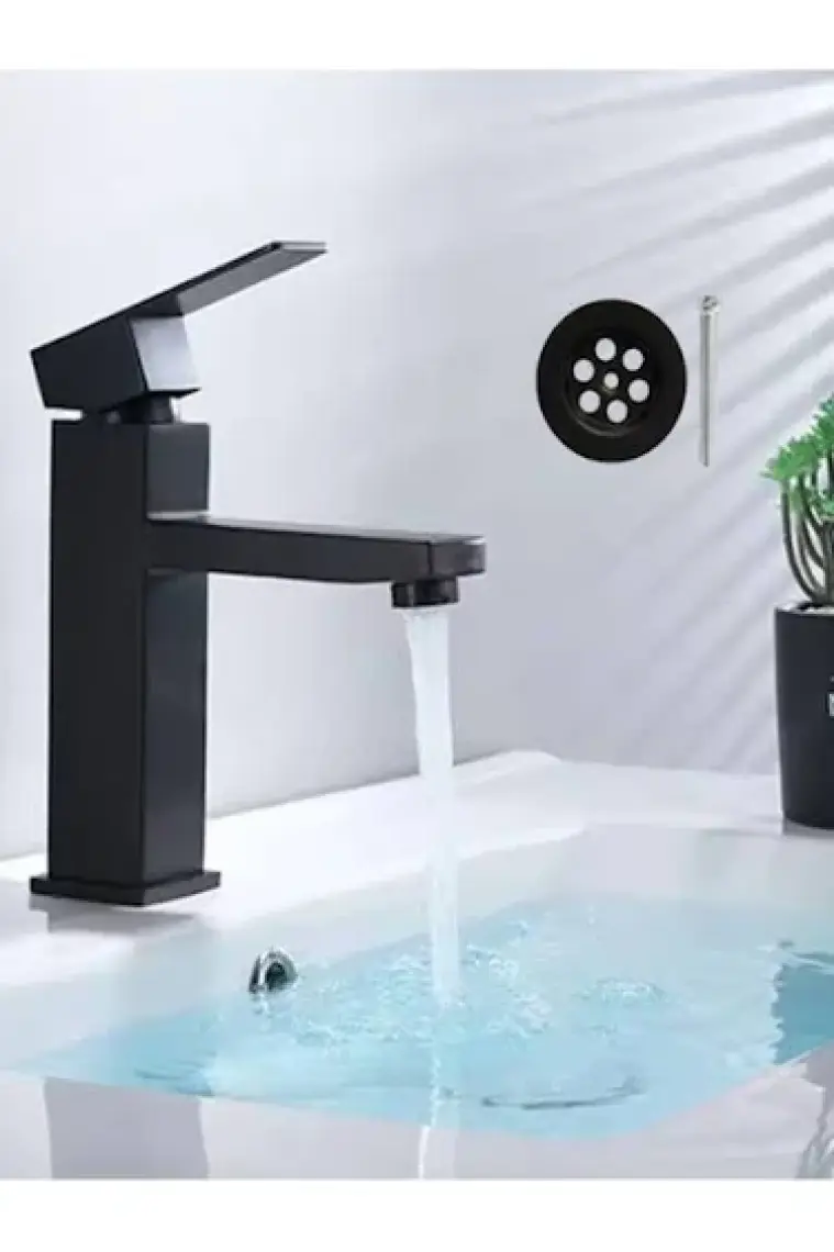 FAWER Faucet & Shower Siyah Lavabo Bataryası Kare - 602B