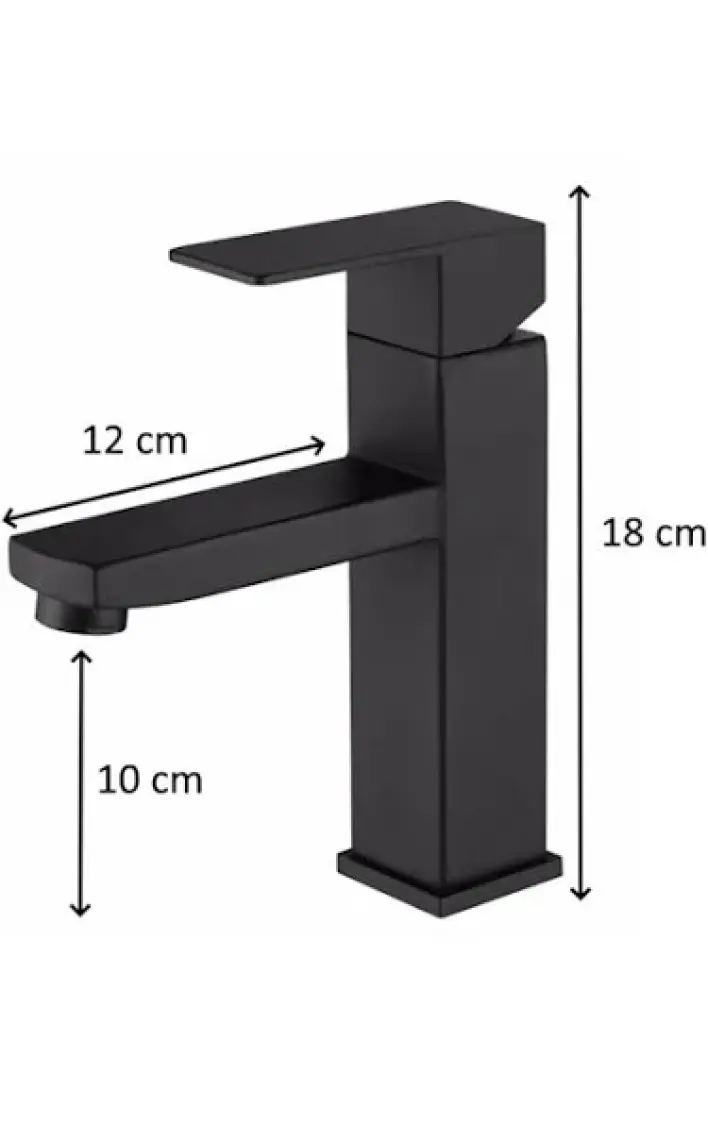 FAWER Faucet & Shower Siyah Lavabo Bataryası Kare - 602B