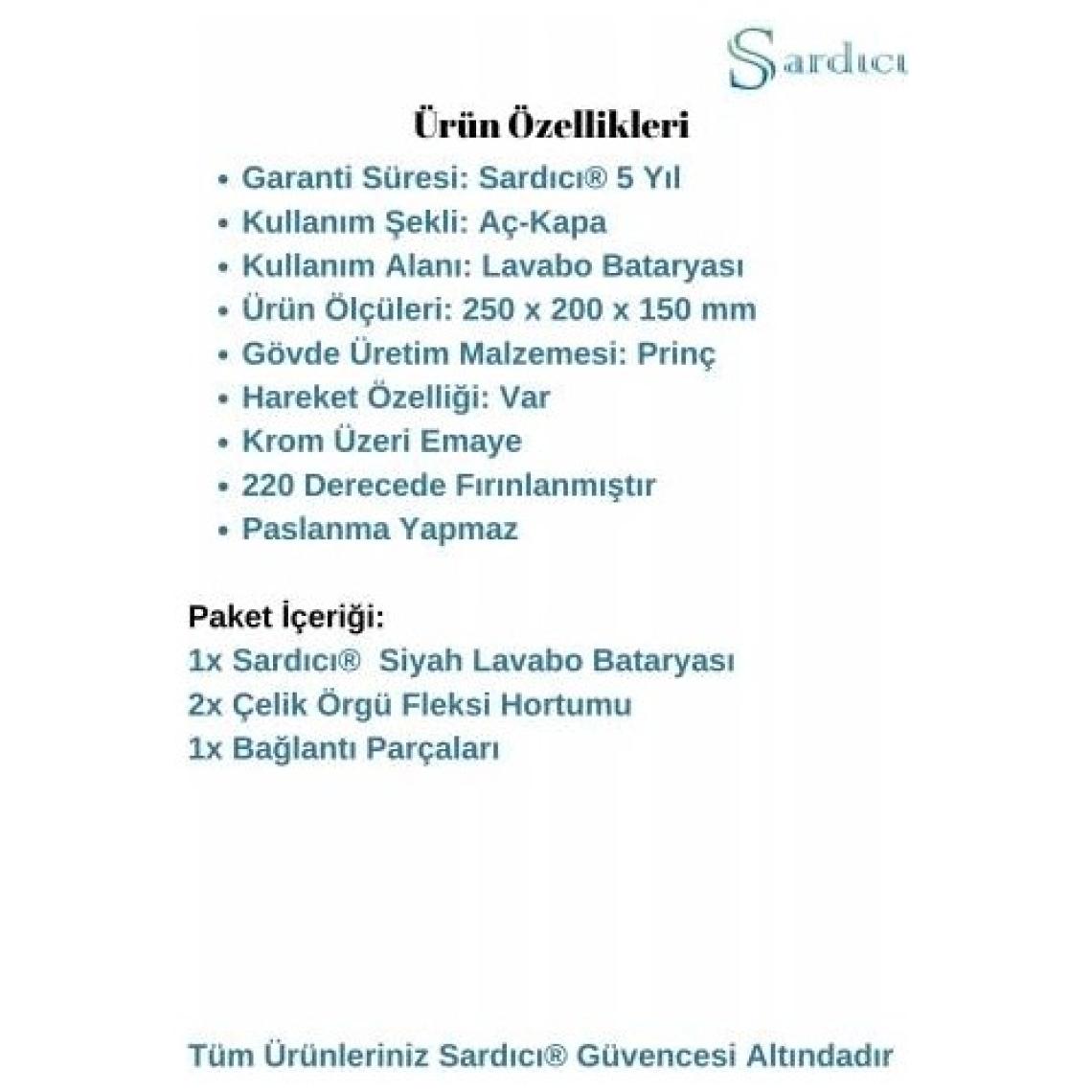 Sardıcı Sardıcı Siyah Lavabo Bataryası L Boru Emaye