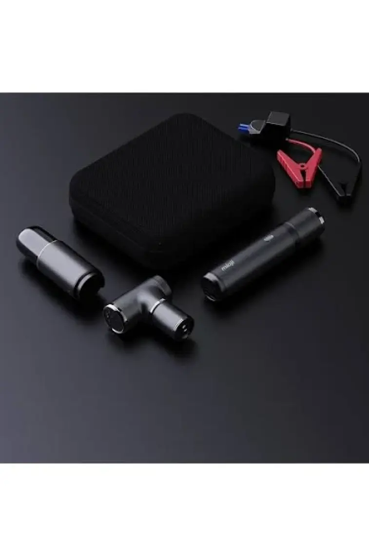 Mioji Mio 2 4in1 Akü Takviye Jump Starter Mini Şarjlı Süpürge Hava Pompası ve Led Fener 10400mAh Araç Kombo Kit