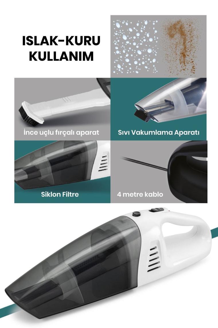 Goldmaster GM-7554B Automax Beyaz 12 V Araç Süpürgesi