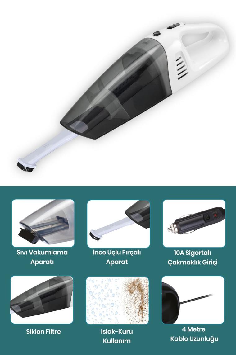Goldmaster GM-7554B Automax Beyaz 12 V Araç Süpürgesi