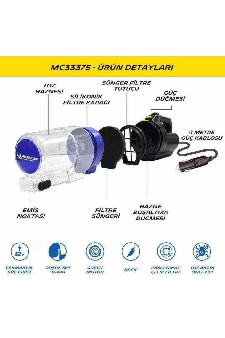 Mc33375 12volt 150watt Araç Süpürgesi 4 Parça Aksesuar Seti