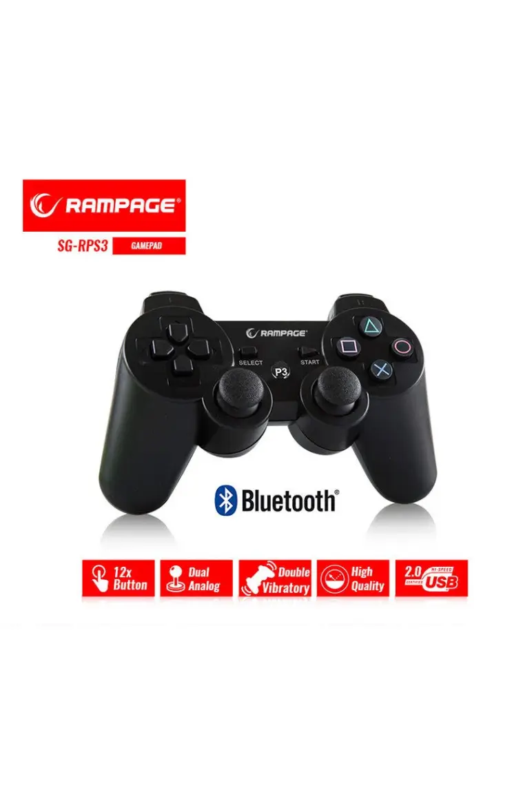 Snopy Rampage Sg-Rps3 Siyah Play-Station Ps3 Bluetooth Çift Titreşimli Joypad