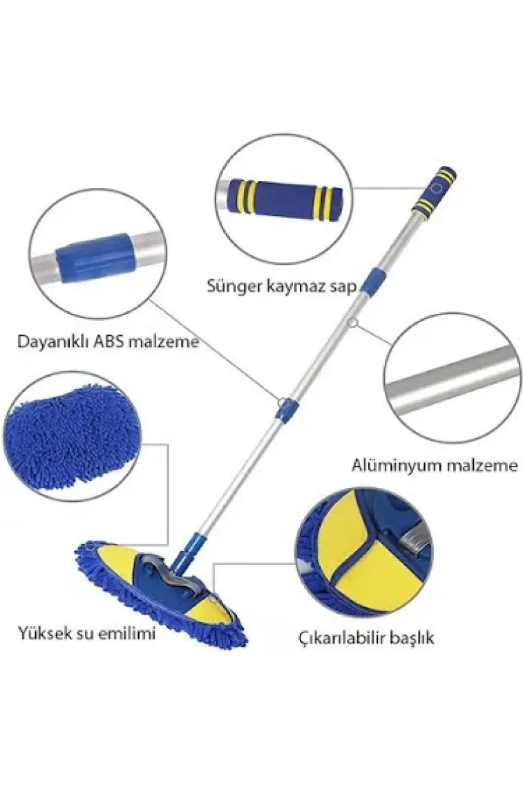 Ally Mikrofiber Dönebilen Püsküllü Araba Yıkama ve Temizleme Fırçası