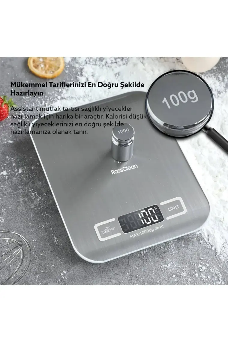 RossClean Assistant LED Ekranlı Hassas Dijital Mutfak Tartısı 10KG-1GR