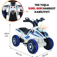 UJ Toys Akülü Atv 6V Safari-Beyaz Polis