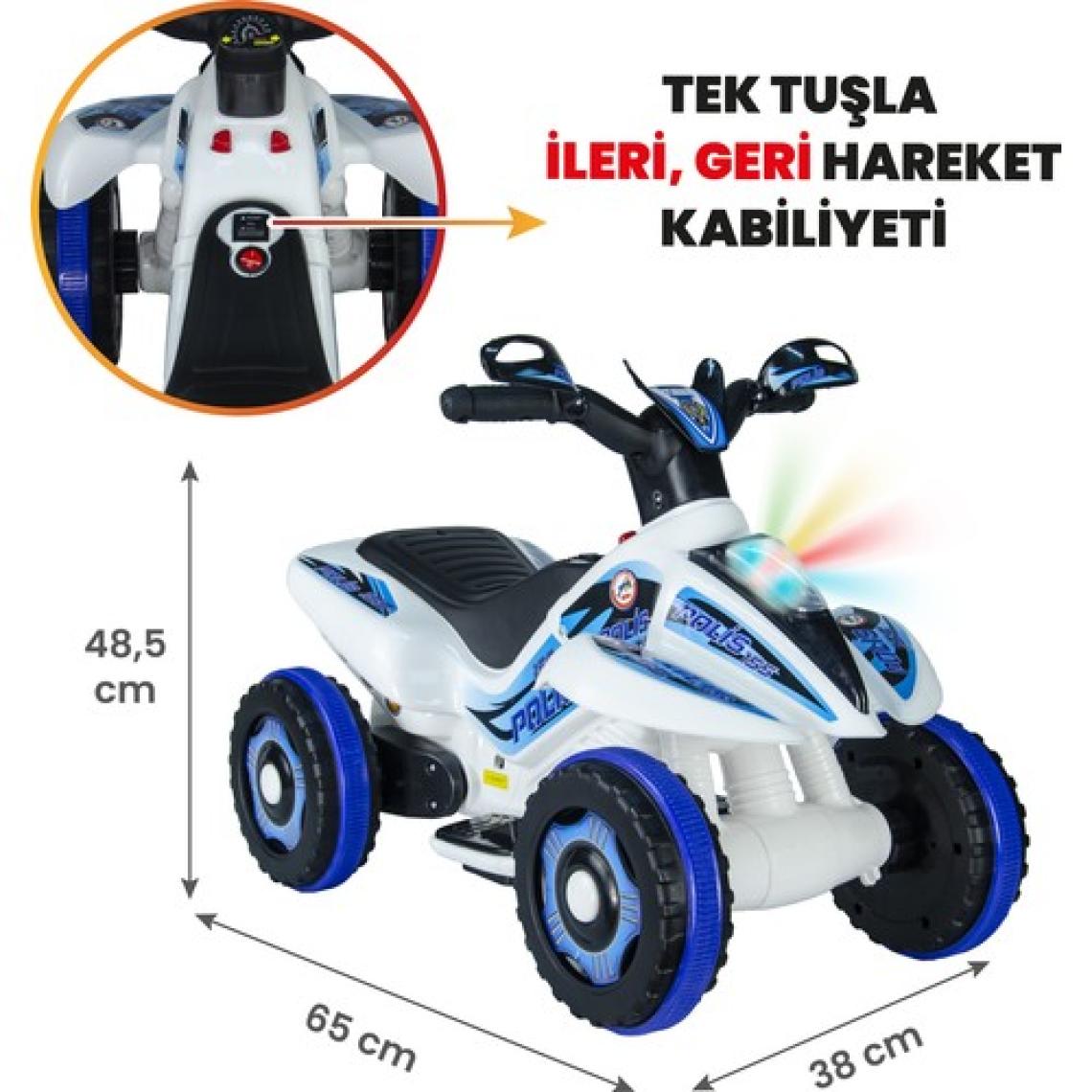 UJ Toys Akülü Atv 6V Safari-Beyaz Polis