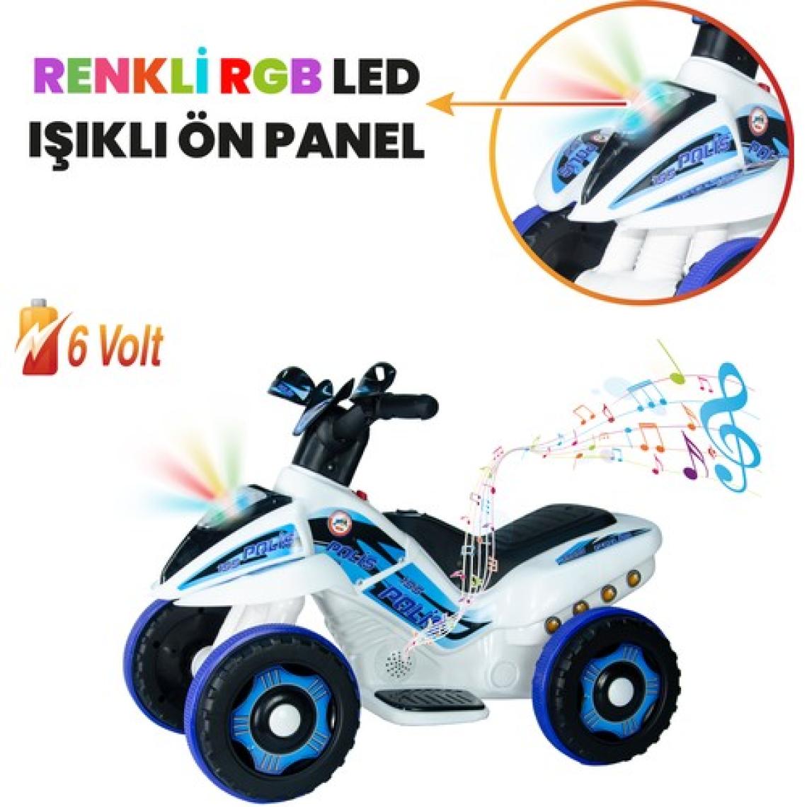 UJ Toys Akülü Atv 6V Safari-Beyaz Polis