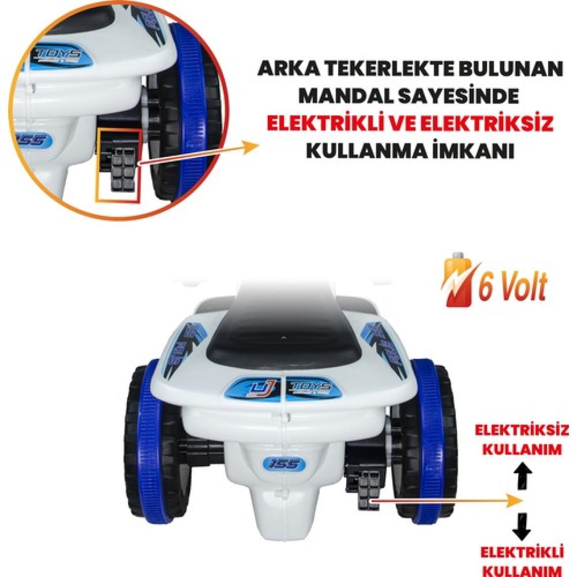 UJ Toys Akülü Atv 6V Safari-Beyaz Polis