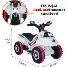 UJ Toys  Akülü Atv 6 V Karınca 2020 Müzikli Işıklı Beyaz Pembe