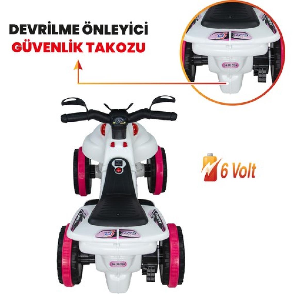 UJ Toys  Akülü Atv 6 V Karınca 2020 Müzikli Işıklı Beyaz Pembe