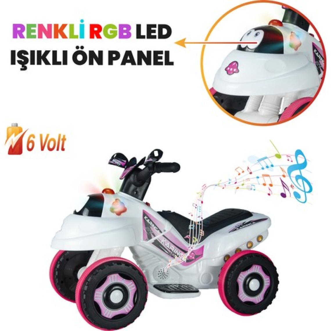 UJ Toys  Akülü Atv 6 V Karınca 2020 Müzikli Işıklı Beyaz Pembe