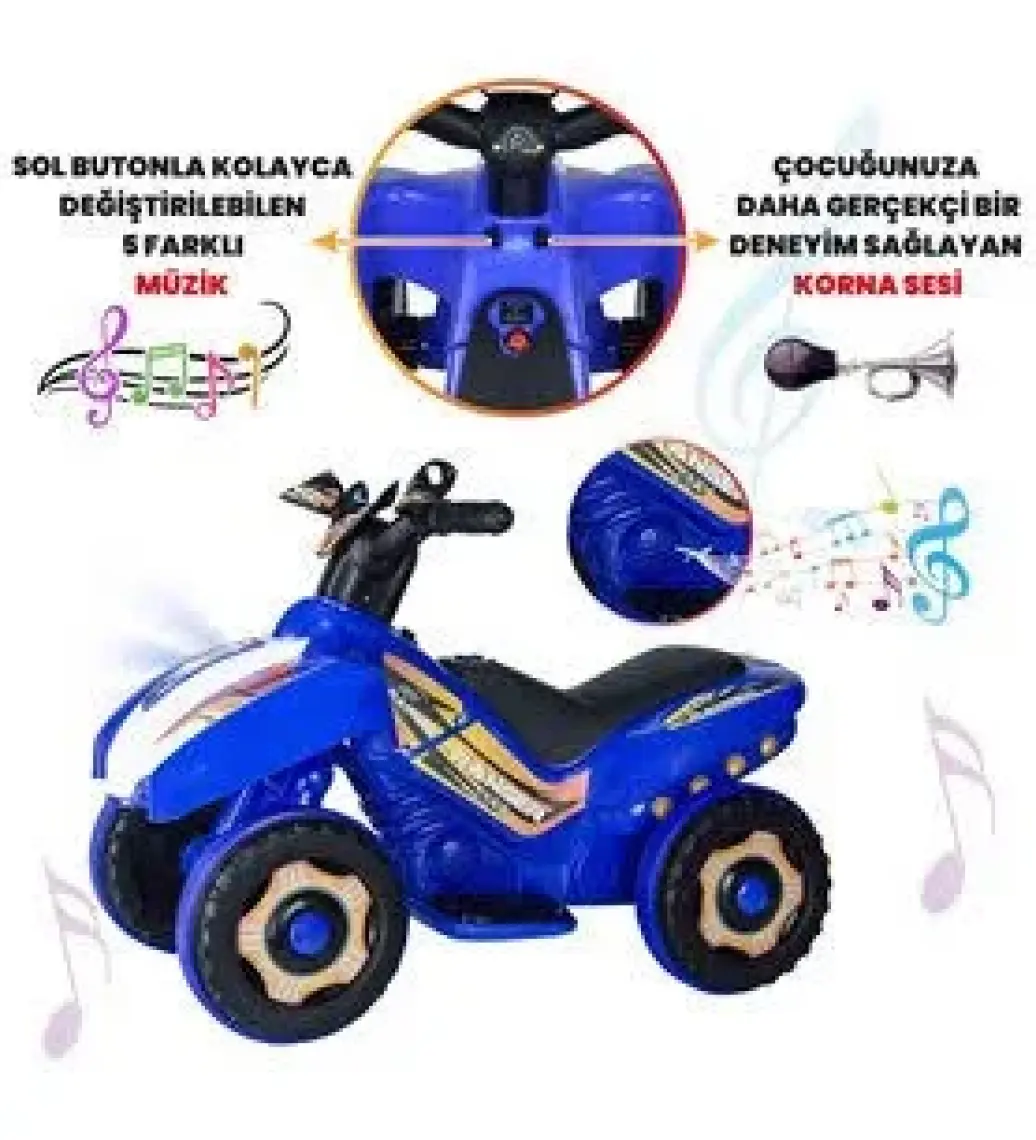 UJ Toys Ujtoys  Uzaktan Kumandalı Akülü Atv 6V Ranger-Siyah