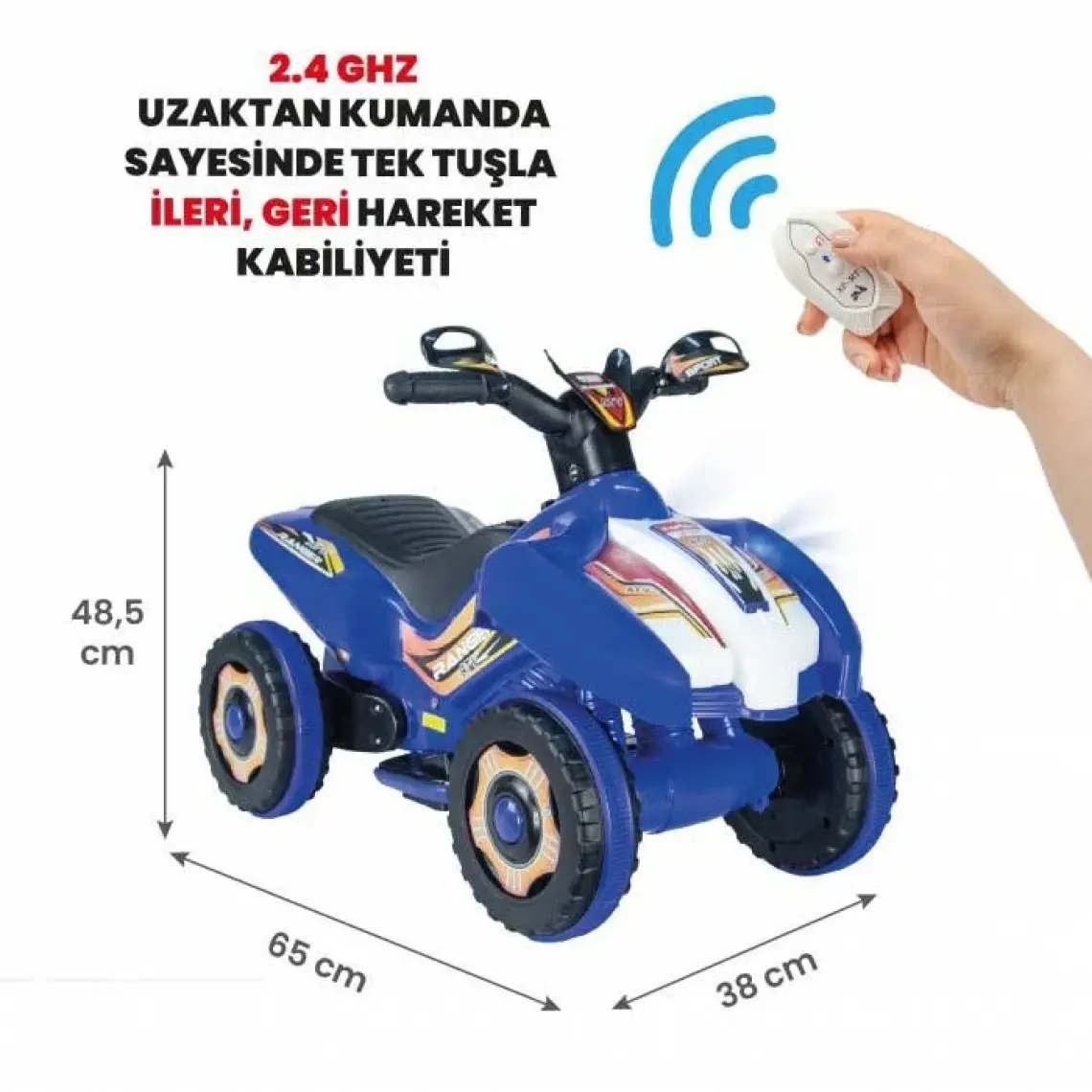 UJ Toys Ujtoys  Uzaktan Kumandalı Akülü Atv 6V Ranger-Siyah