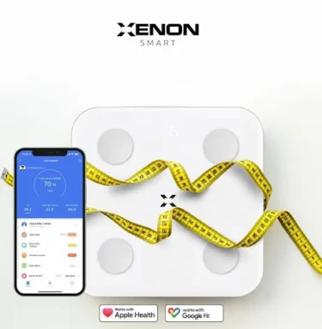 Xenon Smart Yeni Nesil Dijital Akıllı Tartı Yağ Kemik Kas Kütlesi Ölçen Vücut Veri Analizi Ölçümlü Baskül (180 kg kapasite) X8701