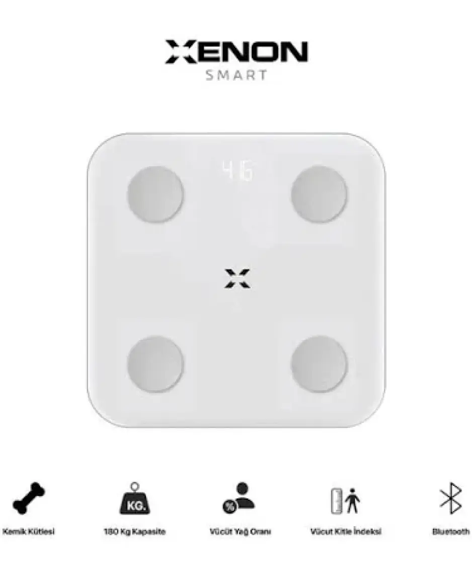 Xenon Smart Yeni Nesil Dijital Akıllı Tartı Yağ Kemik Kas Kütlesi Ölçen Vücut Veri Analizi Ölçümlü Baskül (180 kg kapasite) X8701