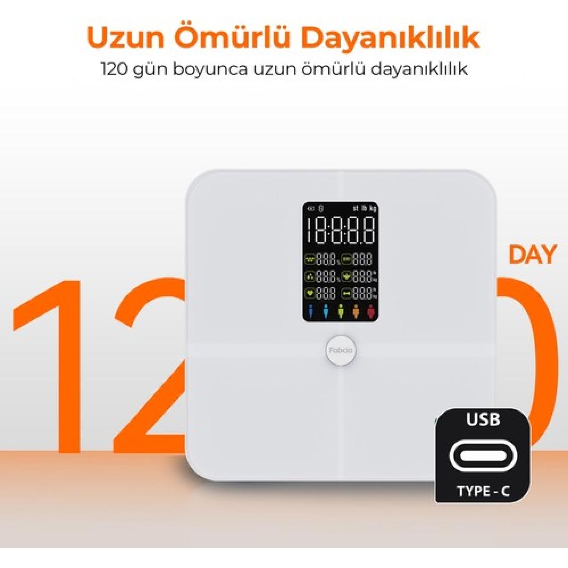 Fabcio Fitsmart Plus Bluetooth Çok Fonksiyonlu Yağ Ölçer Akıllı Tartı
