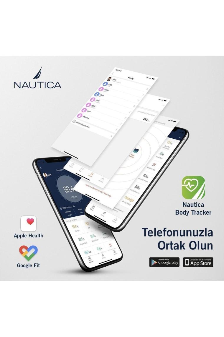Nautica Gradient Collection Plus Vücut Analizli Akıllı Bluetooth Tartı Baskül Yağ Ölçer Navy Mor