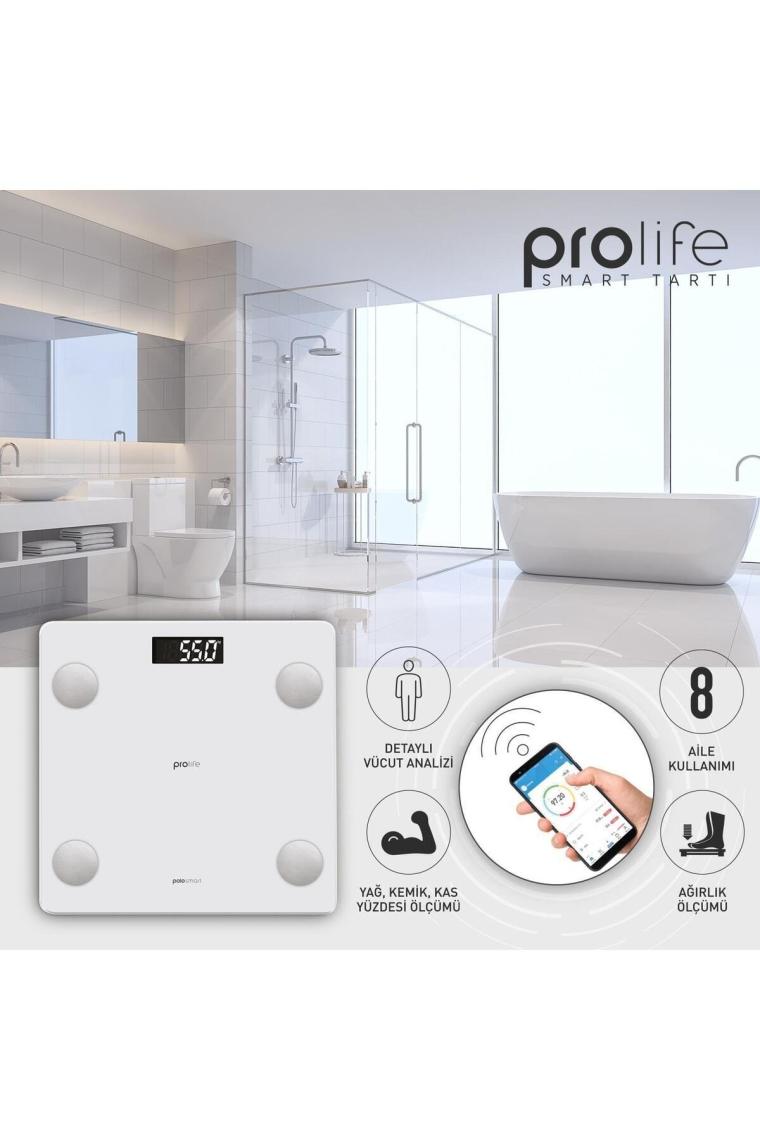 PoloSmart PSC12 Prolife Yağ Ölçer Akıllı Bluetooth Baskül Beyaz