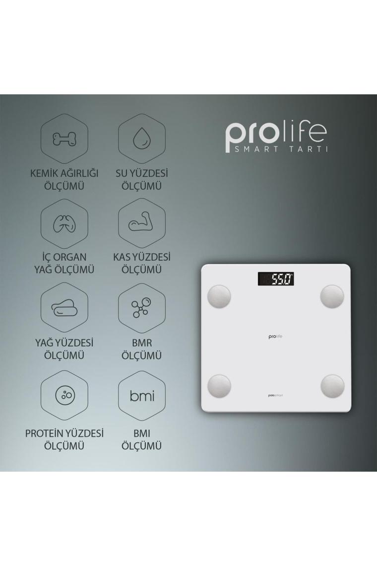 PoloSmart PSC12 Prolife Yağ Ölçer Akıllı Bluetooth Baskül Beyaz