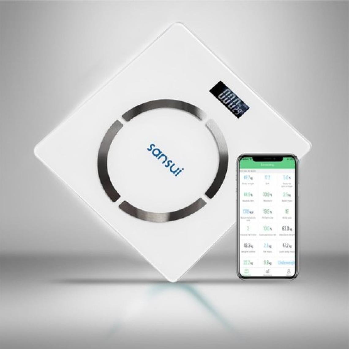 Sansui Akıllı Bluetooth Dijital Tartı Beyaz Pilli