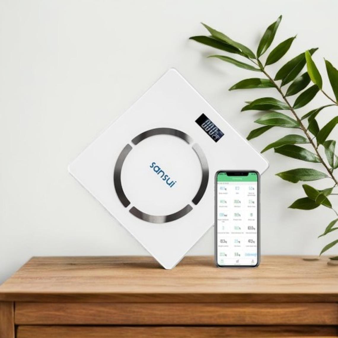 Sansui Akıllı Bluetooth Dijital Tartı Beyaz Pilli