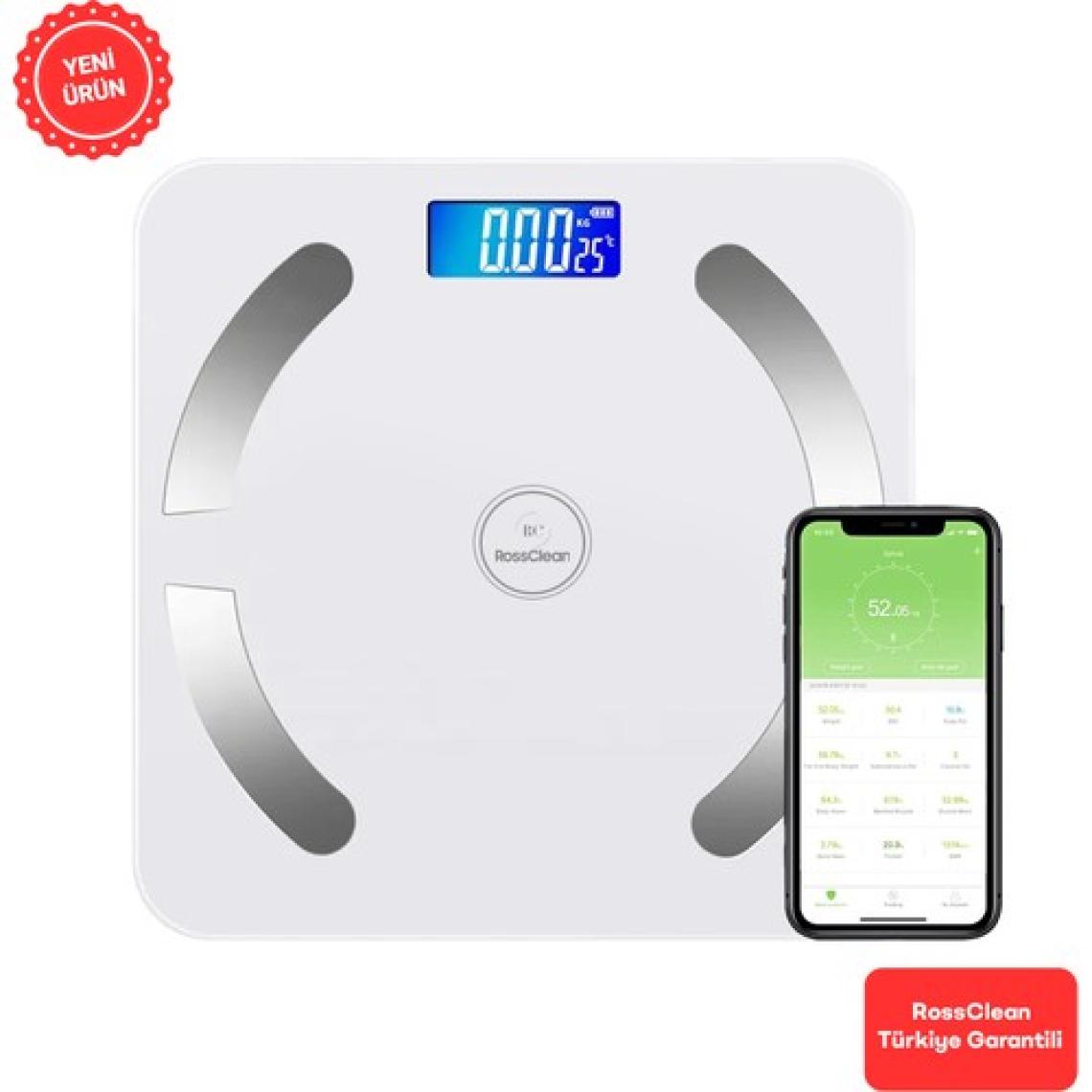 RossClean Smart Life Yağ Ölçer Fonksiyonlu Akıllı Bluetooth Tartı