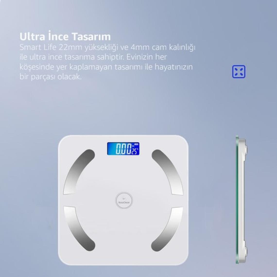 RossClean Smart Life Yağ Ölçer Fonksiyonlu Akıllı Bluetooth Tartı