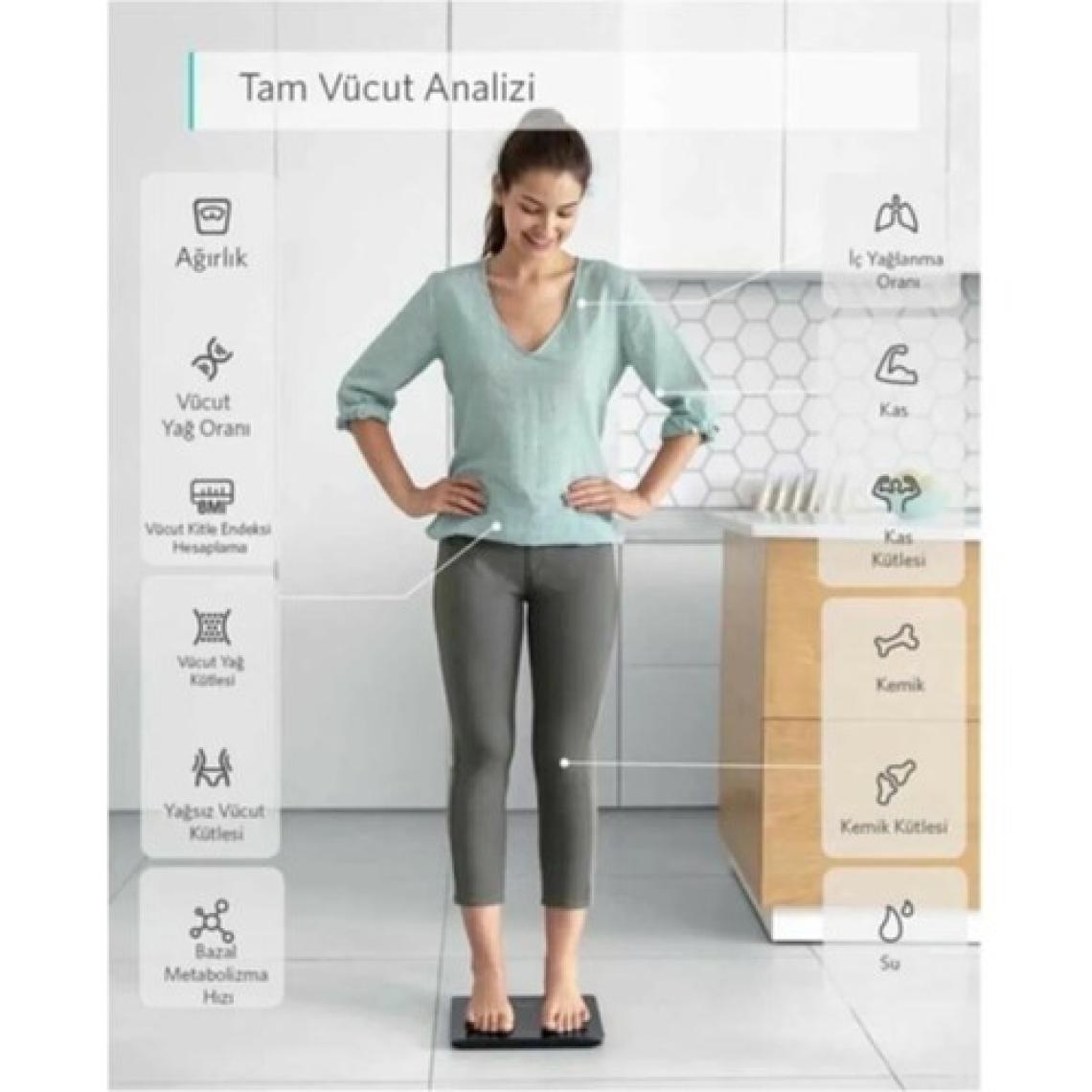 Techfit Vücut Analiz Tartısı Yağ Su Kas Kilo Ölçer Akıllı Baskül