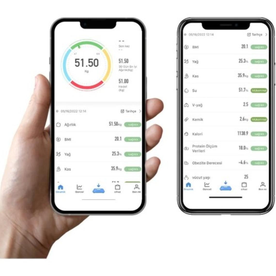 Techfit Vücut Analiz Tartısı Yağ Su Kas Kilo Ölçer Akıllı Baskül