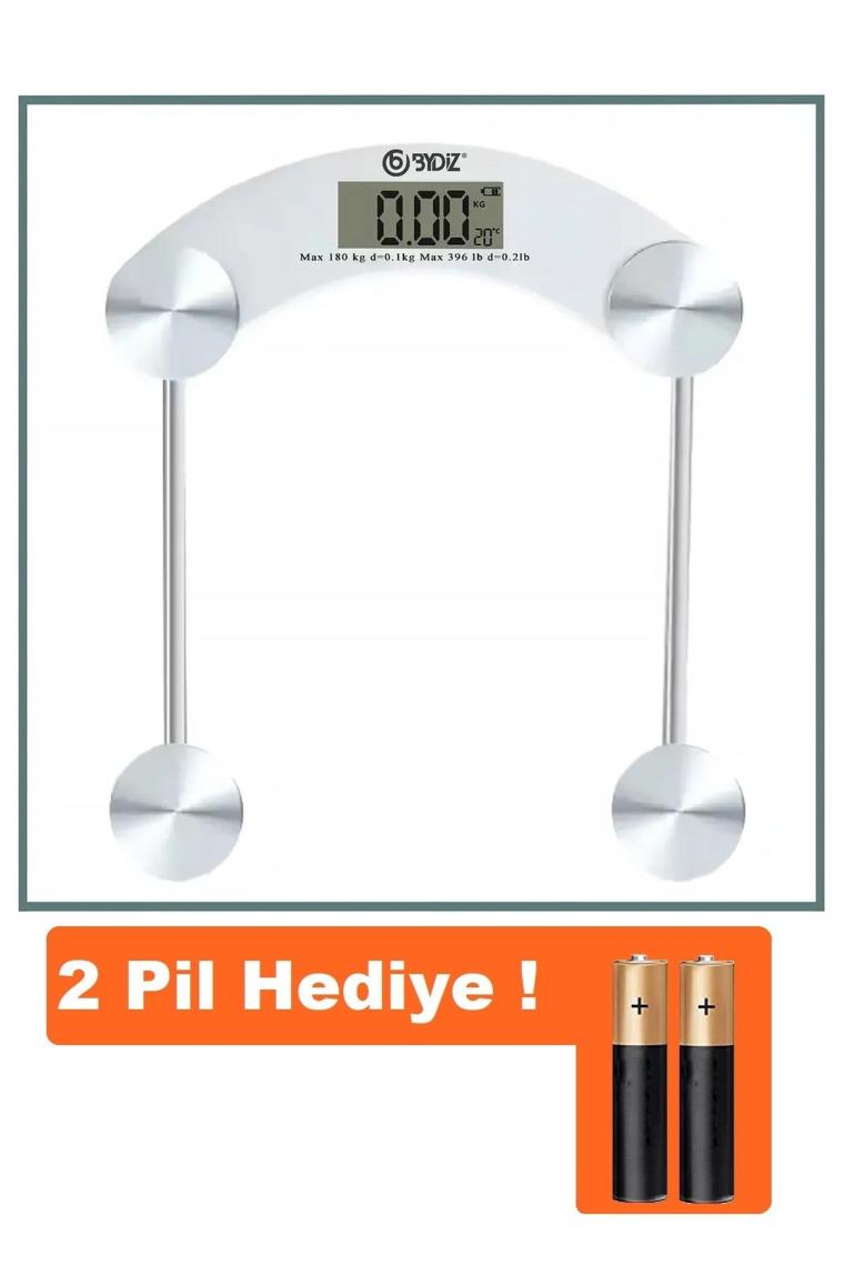 Bydiz BY-002 Dijital Baskül Banyo Tartı 180 Kg Kapasiteli Temperli Cam (Kare)