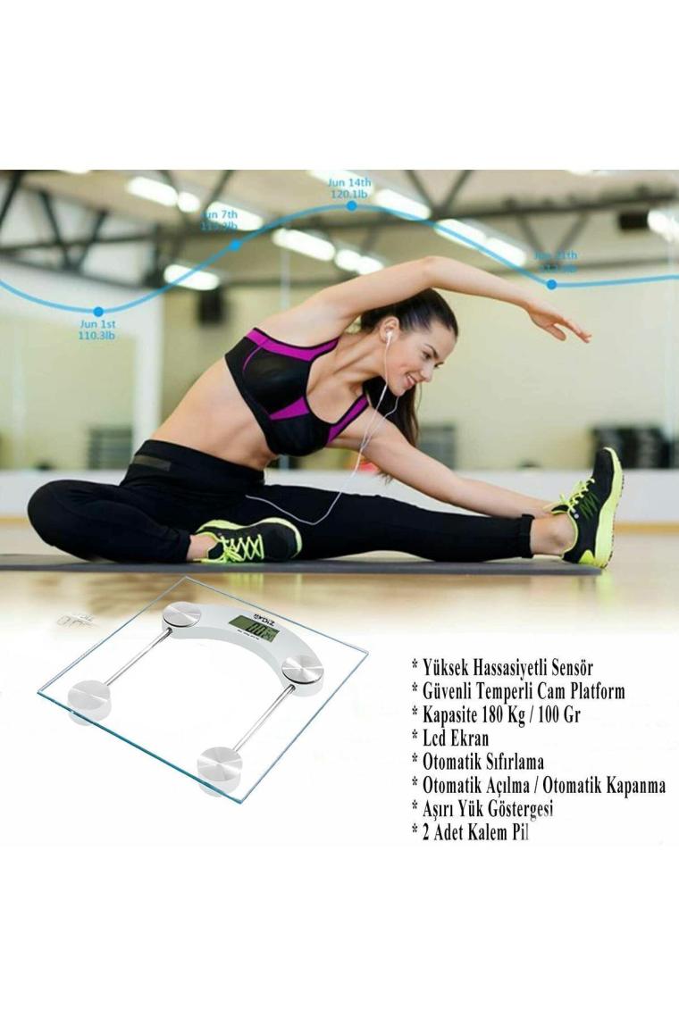 Bydiz BY-002 Dijital Baskül Banyo Tartı 180 Kg Kapasiteli Temperli Cam (Kare)