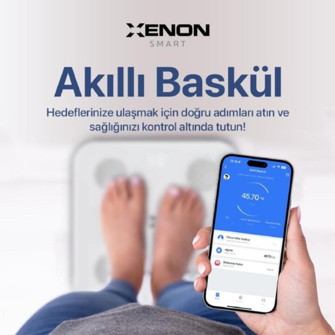 Xenon Smart Yeni Nesil Dijital Akıllı Tartı Yağ Kemik Kas Kütlesi Ölçen Vücut Veri Analizi Ölçümlü Baskül (180 kg kapasite) X8701