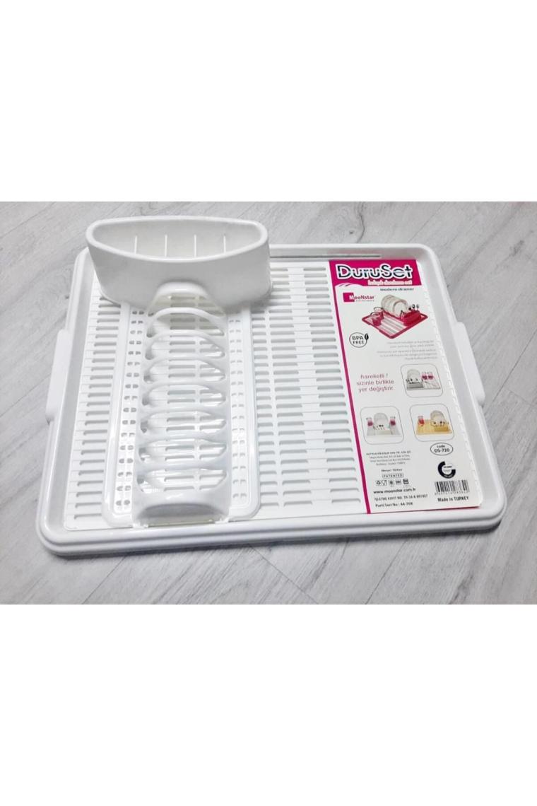 Moonstar Hareketli Tabaklık Bulaşık Durulama Seti Beyaz-720