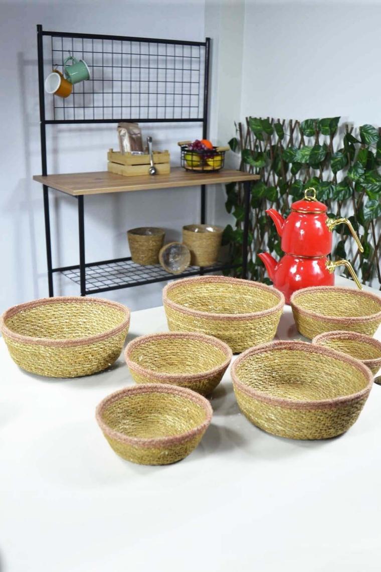 7 Parça Hasır Sepet