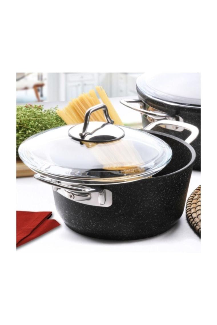 Falez Black Line 24 cm Derin Granit Tencere