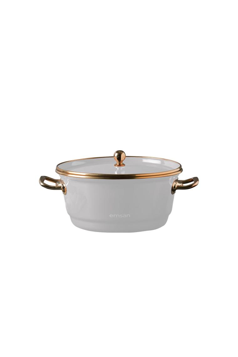 Troy Emaye Kızartma Tenceresi beyaz 24 Cm