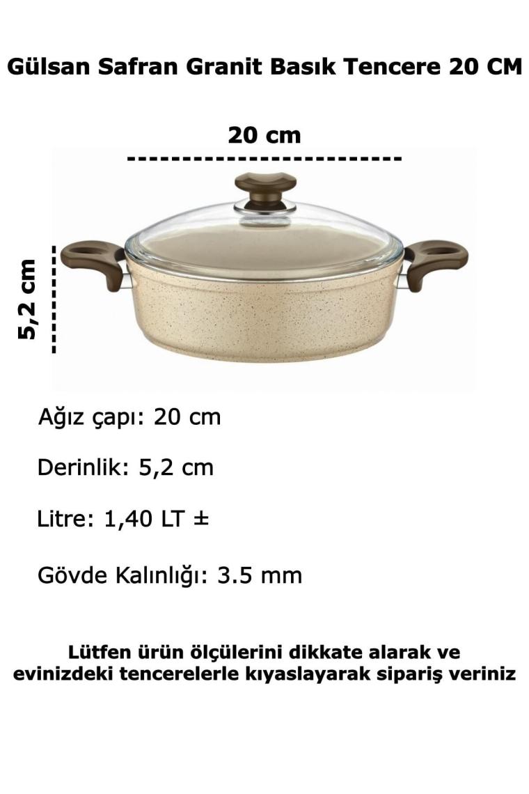 Safran Granit Basık Tencere 20 Cm